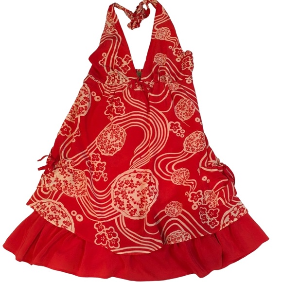 Anthropologie Eva Franco Silk Dress Red Size 2